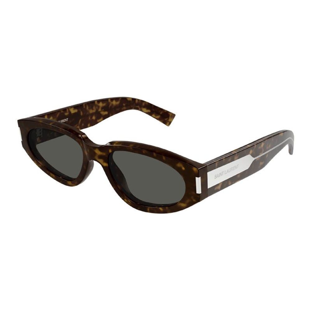 Saint Laurent Sunglasses Round Full Rim, Dark Havana Frame and Grey Lens